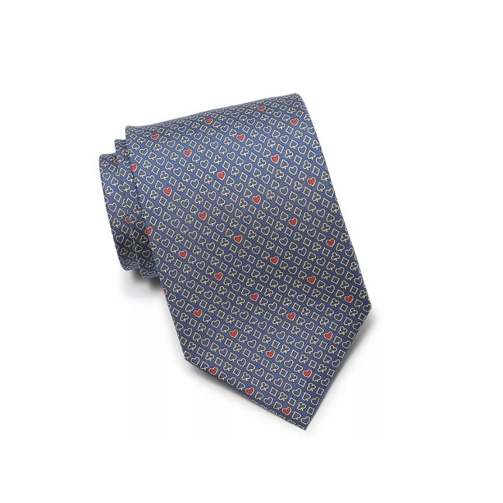 NIB Men’s Salvatore Ferragamo Navy Poker Cards 100% Silk Tie
